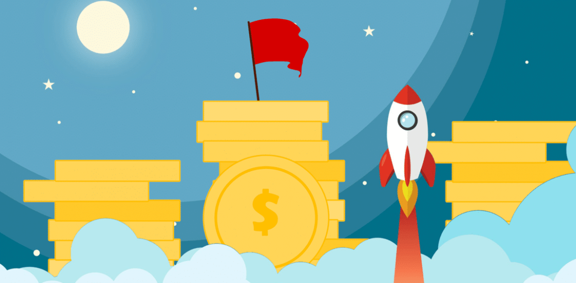 Rocket, money, red flag