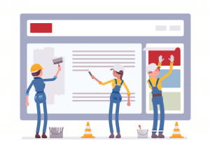construction workers building a website